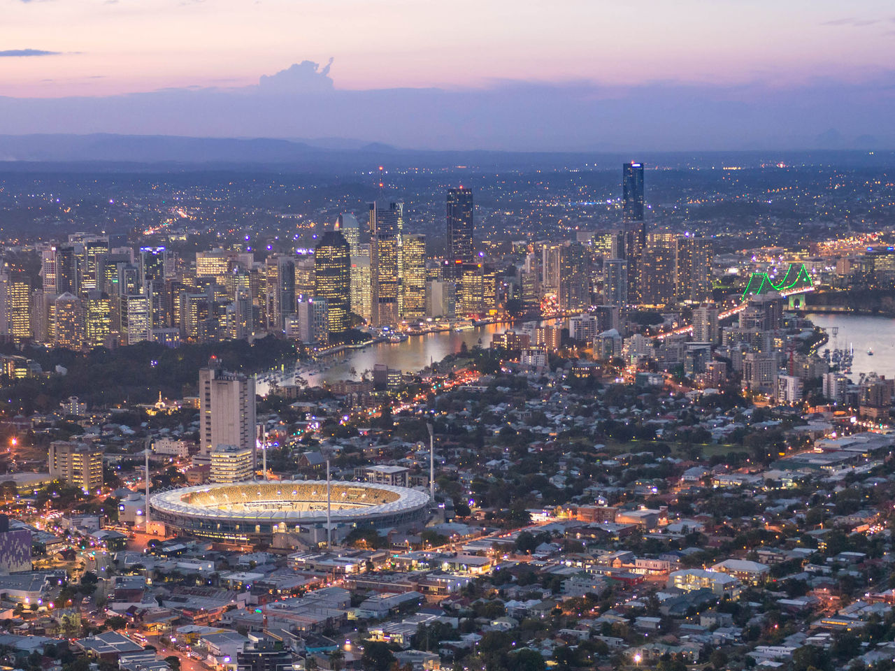 The Gabba aerial with Brisbane City