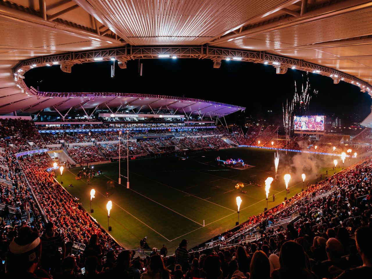 Fireworks at Queensland Country Bank Stadium