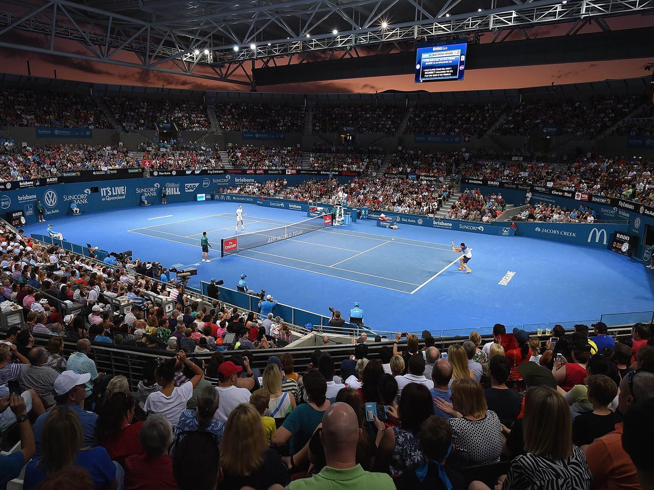 Tennis match at the Queensland Tennis Centre